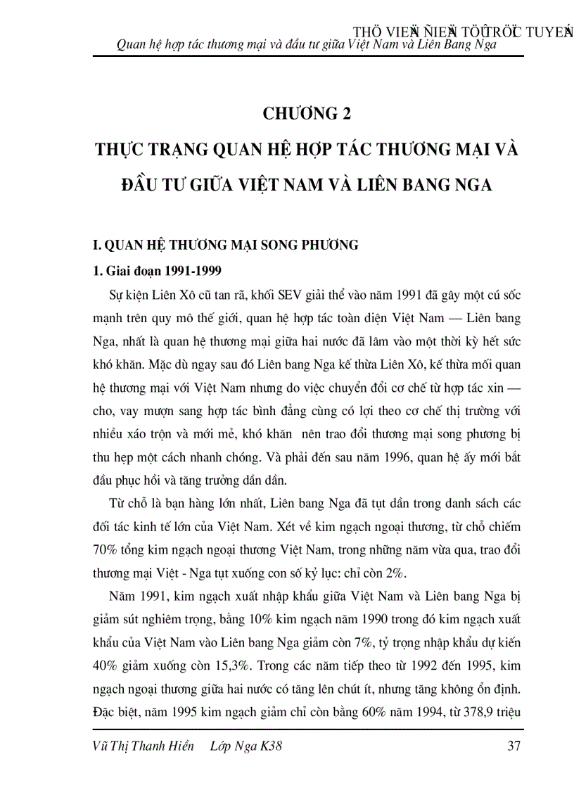 image for page Quan hệ hợp tác thương mại và đầu tư giữa Việt Nam và Liên Bang Nga