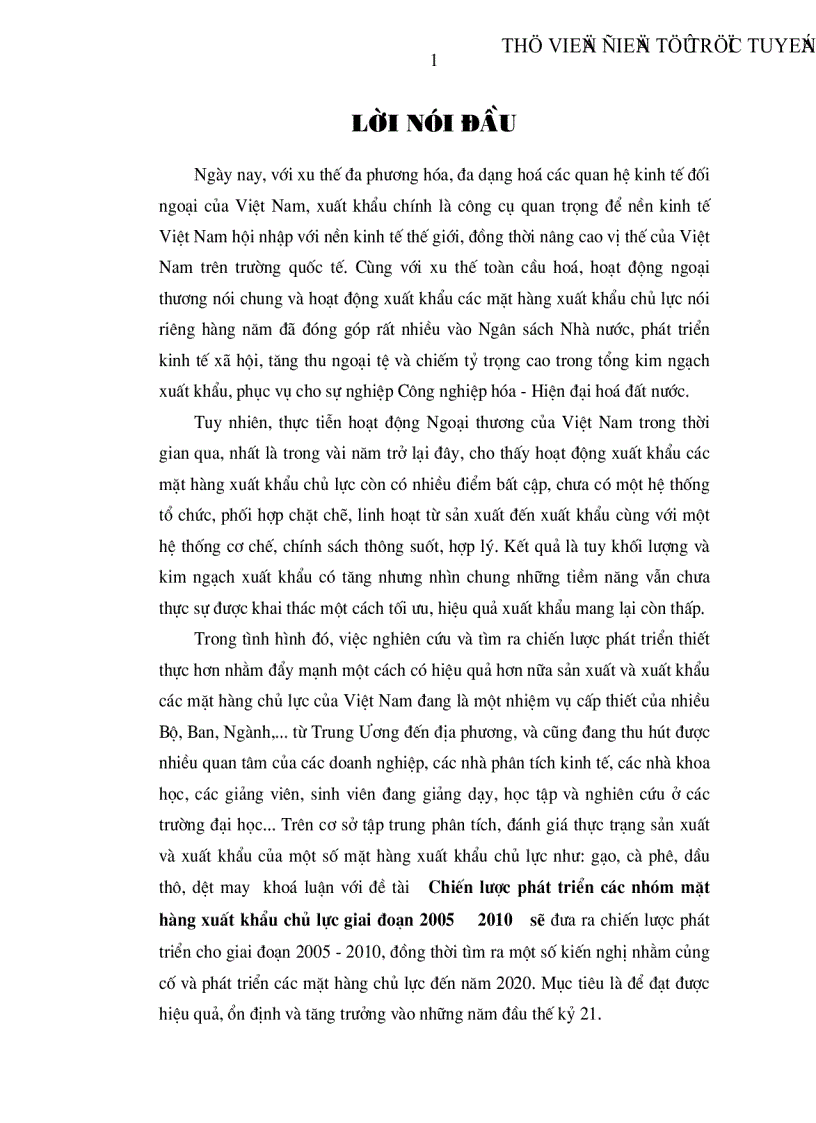 image for page Chiến lược phát triển các nhóm mặt hàng xuất khẩu chủ lực giai đoạn 2005 2010