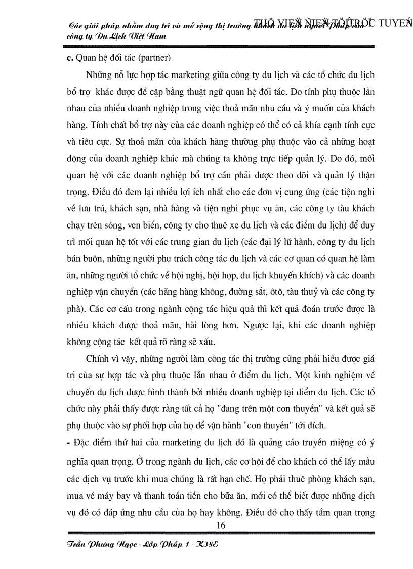 image for page Các giải pháp nhằm duy trì và mở rộng thị trường khách du lịch Pháp của công ty du lịch Việt Nam