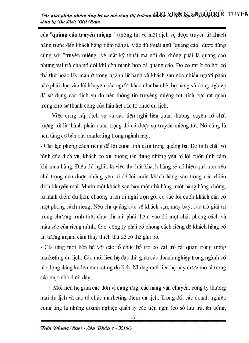 image for page Các giải pháp nhằm duy trì và mở rộng thị trường khách du lịch Pháp của công ty du lịch Việt Nam