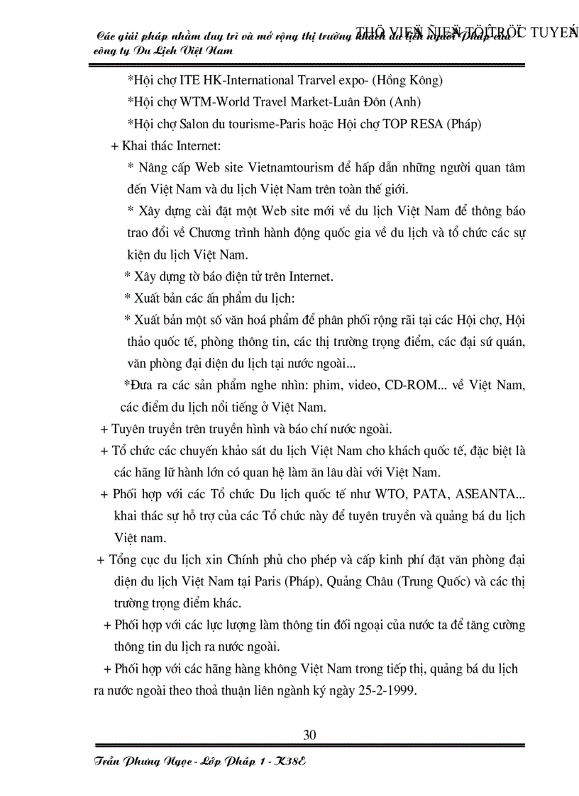 image for page Các giải pháp nhằm duy trì và mở rộng thị trường khách du lịch Pháp của công ty du lịch Việt Nam