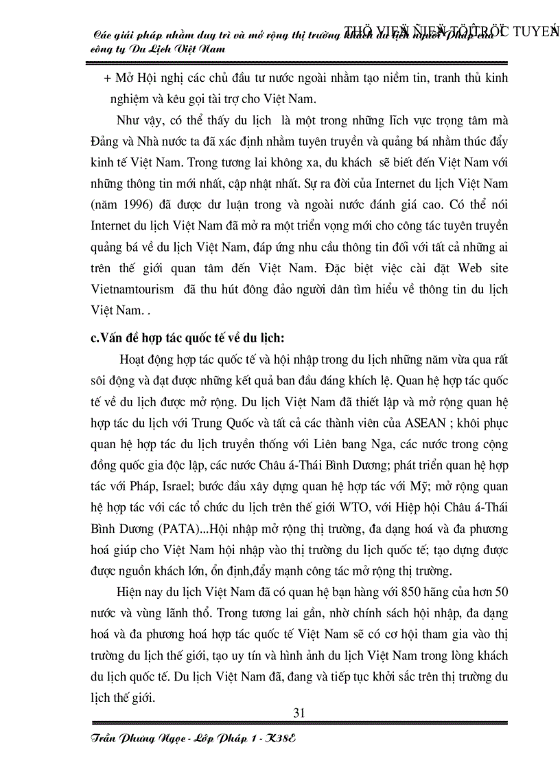 image for page Các giải pháp nhằm duy trì và mở rộng thị trường khách du lịch Pháp của công ty du lịch Việt Nam