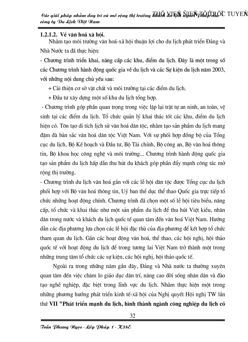 image for page Các giải pháp nhằm duy trì và mở rộng thị trường khách du lịch Pháp của công ty du lịch Việt Nam