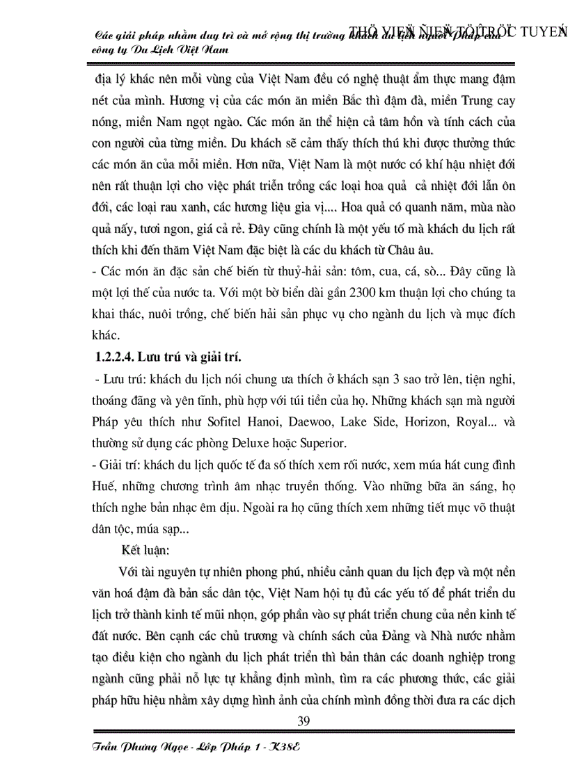 image for page Các giải pháp nhằm duy trì và mở rộng thị trường khách du lịch Pháp của công ty du lịch Việt Nam