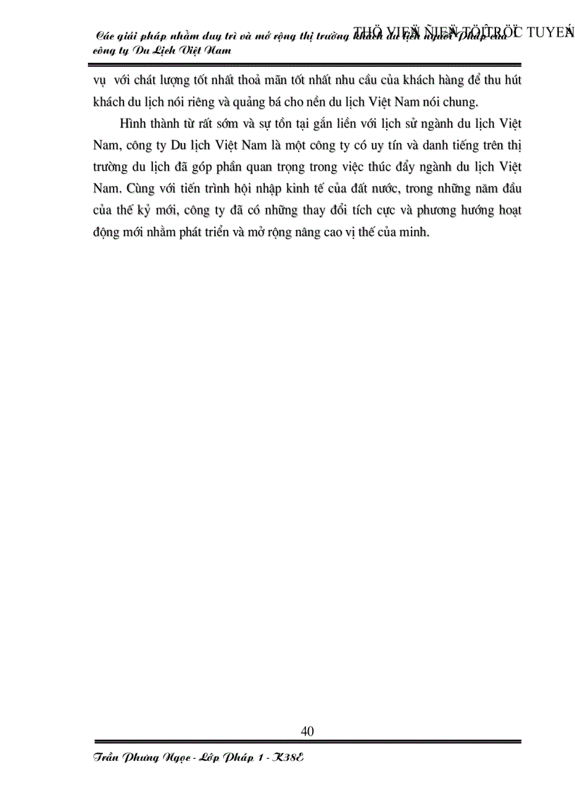 image for page Các giải pháp nhằm duy trì và mở rộng thị trường khách du lịch Pháp của công ty du lịch Việt Nam