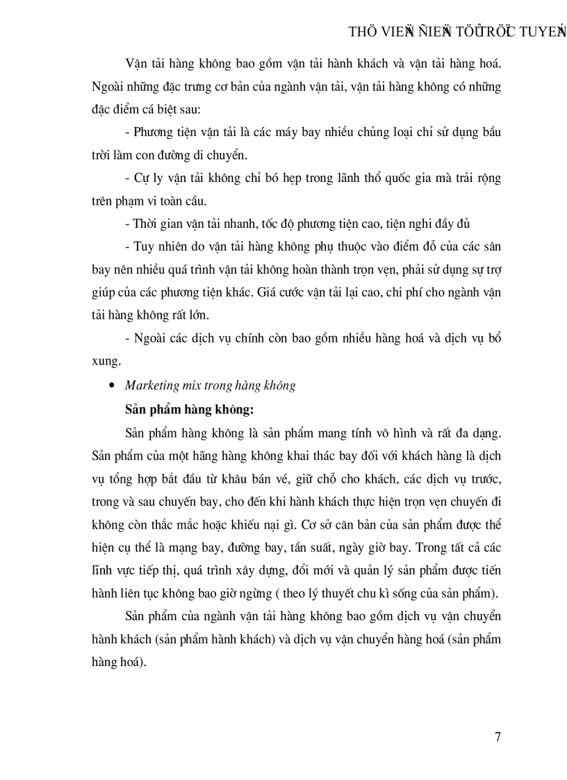 image for page Việc Vận dụng marketing vào thực tiễn kinh doanh của hãng hàng không quốc gia việt nam