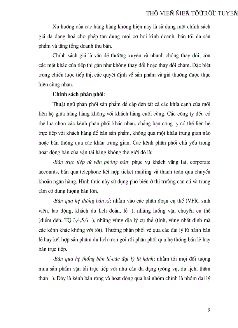 image for page Việc Vận dụng marketing vào thực tiễn kinh doanh của hãng hàng không quốc gia việt nam