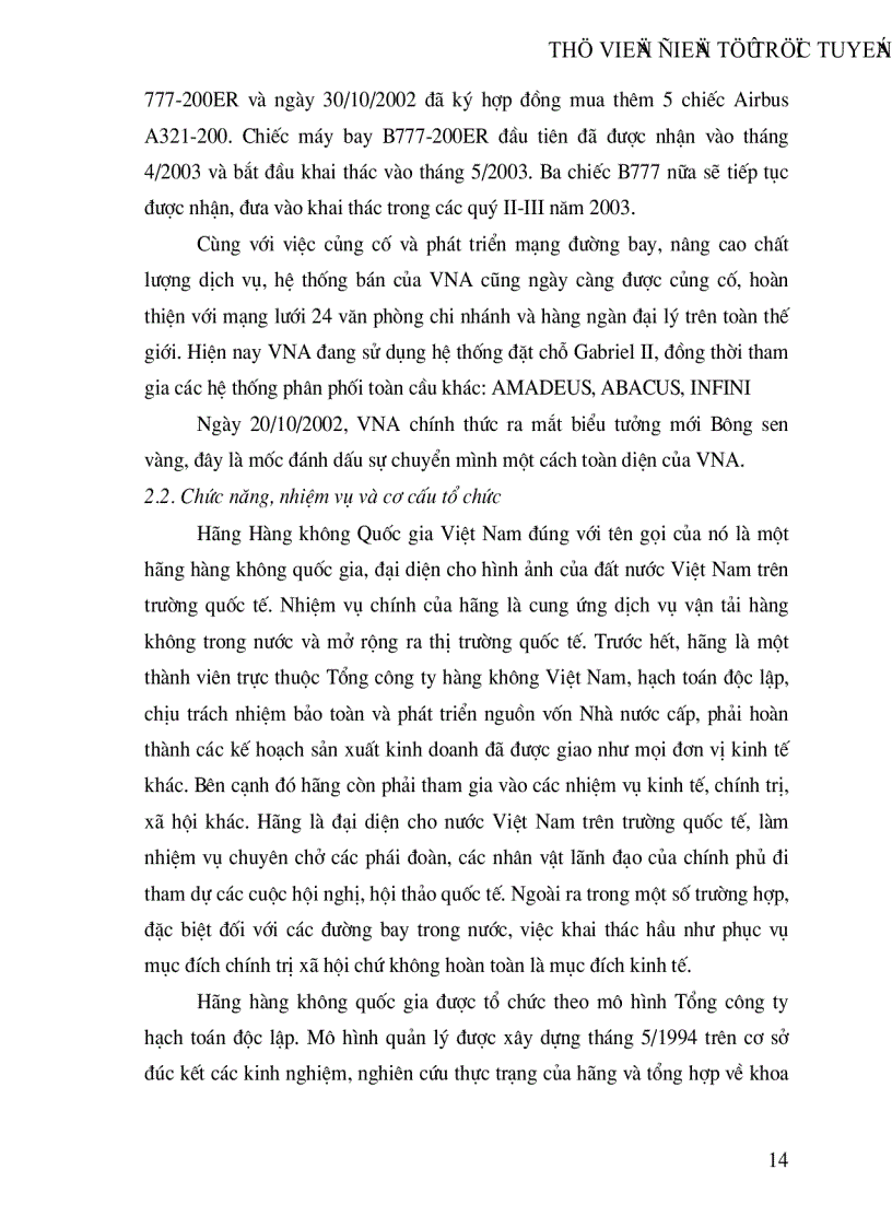 image for page Việc Vận dụng marketing vào thực tiễn kinh doanh của hãng hàng không quốc gia việt nam