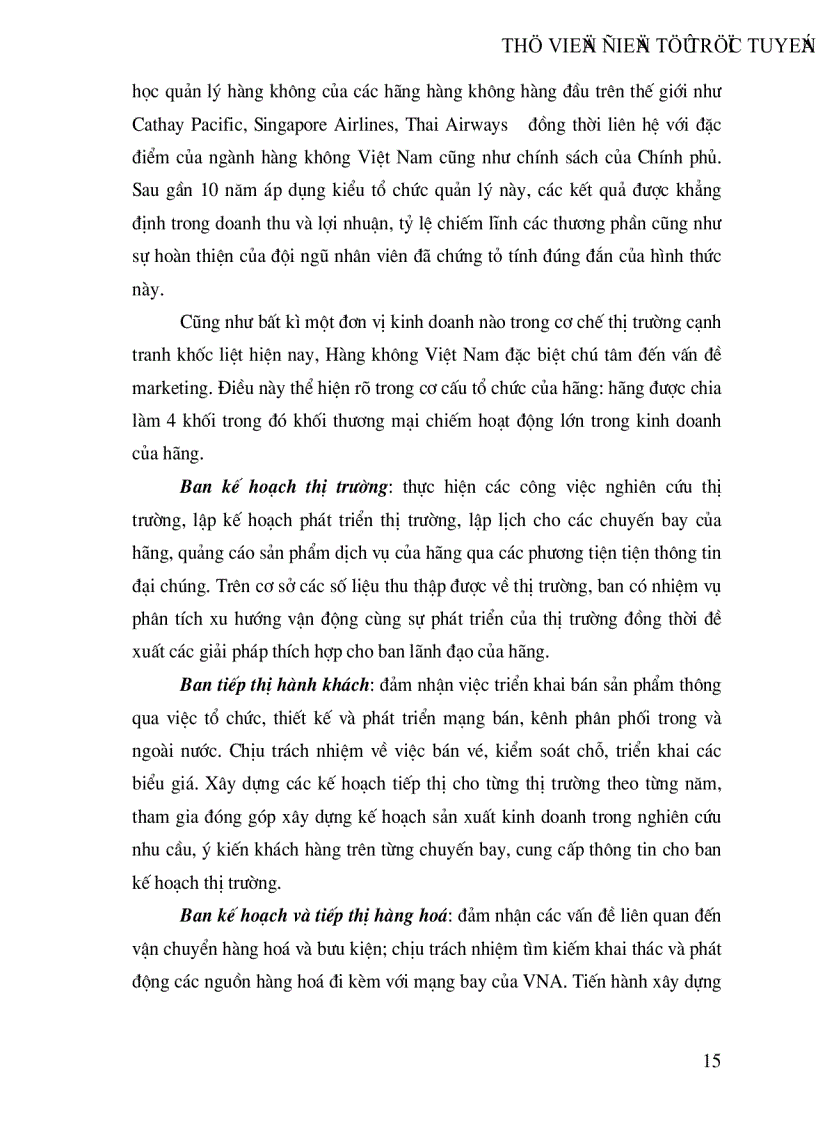 image for page Việc Vận dụng marketing vào thực tiễn kinh doanh của hãng hàng không quốc gia việt nam