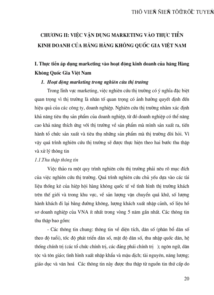 image for page Việc Vận dụng marketing vào thực tiễn kinh doanh của hãng hàng không quốc gia việt nam