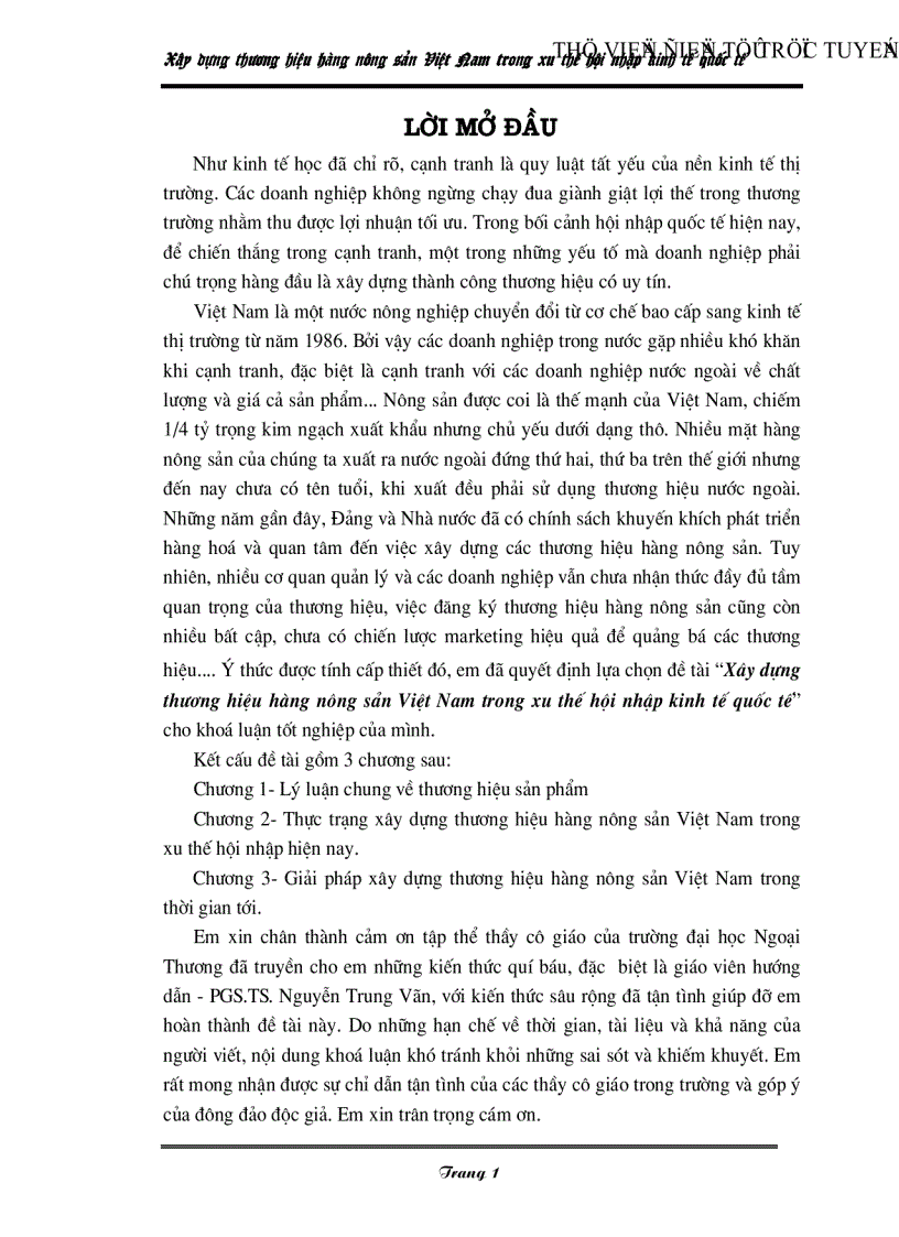 image for page Xây dựng thương hiệu hàng nông sản Việt Nam trong xu thế hội nhập kinh tế quốc tế