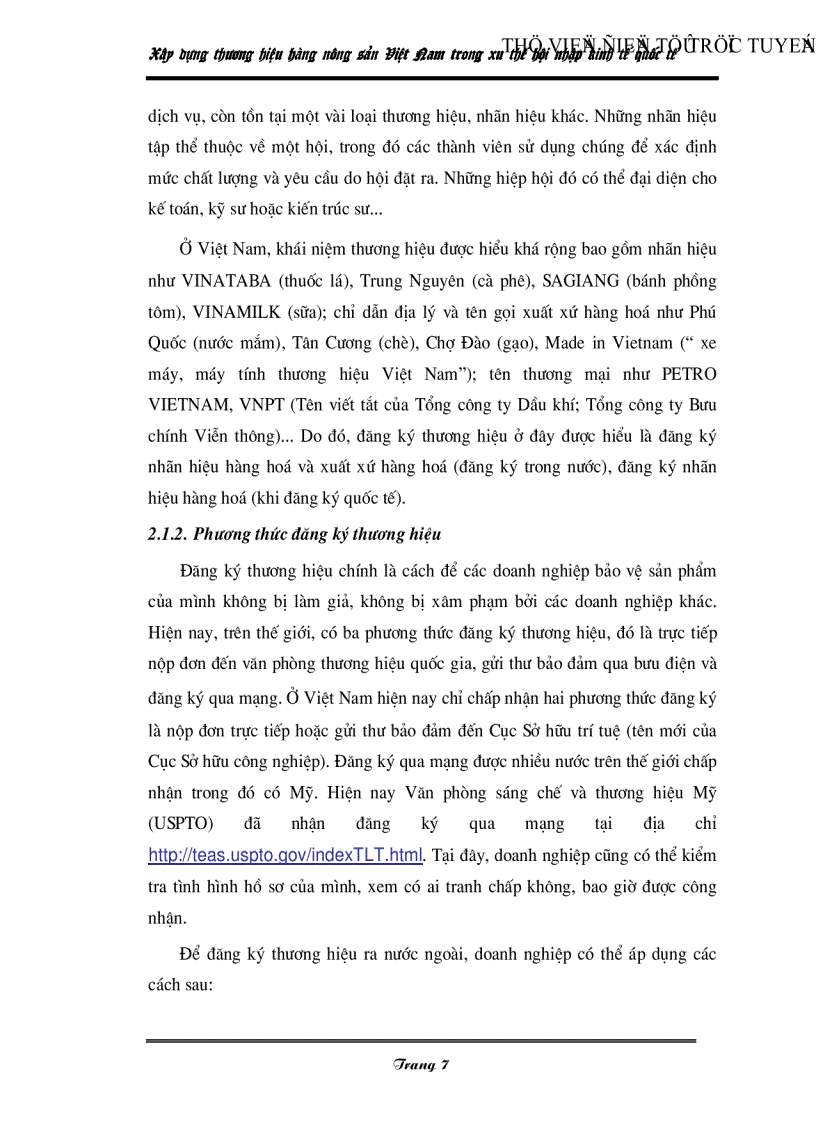 image for page Xây dựng thương hiệu hàng nông sản Việt Nam trong xu thế hội nhập kinh tế quốc tế