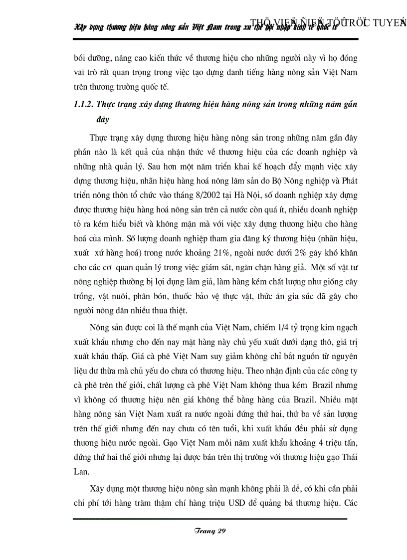 image for page Xây dựng thương hiệu hàng nông sản Việt Nam trong xu thế hội nhập kinh tế quốc tế