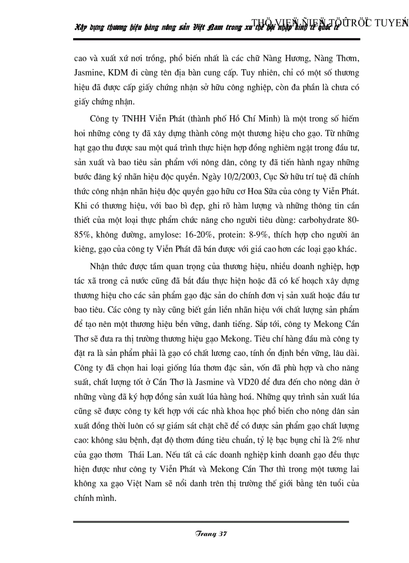 image for page Xây dựng thương hiệu hàng nông sản Việt Nam trong xu thế hội nhập kinh tế quốc tế