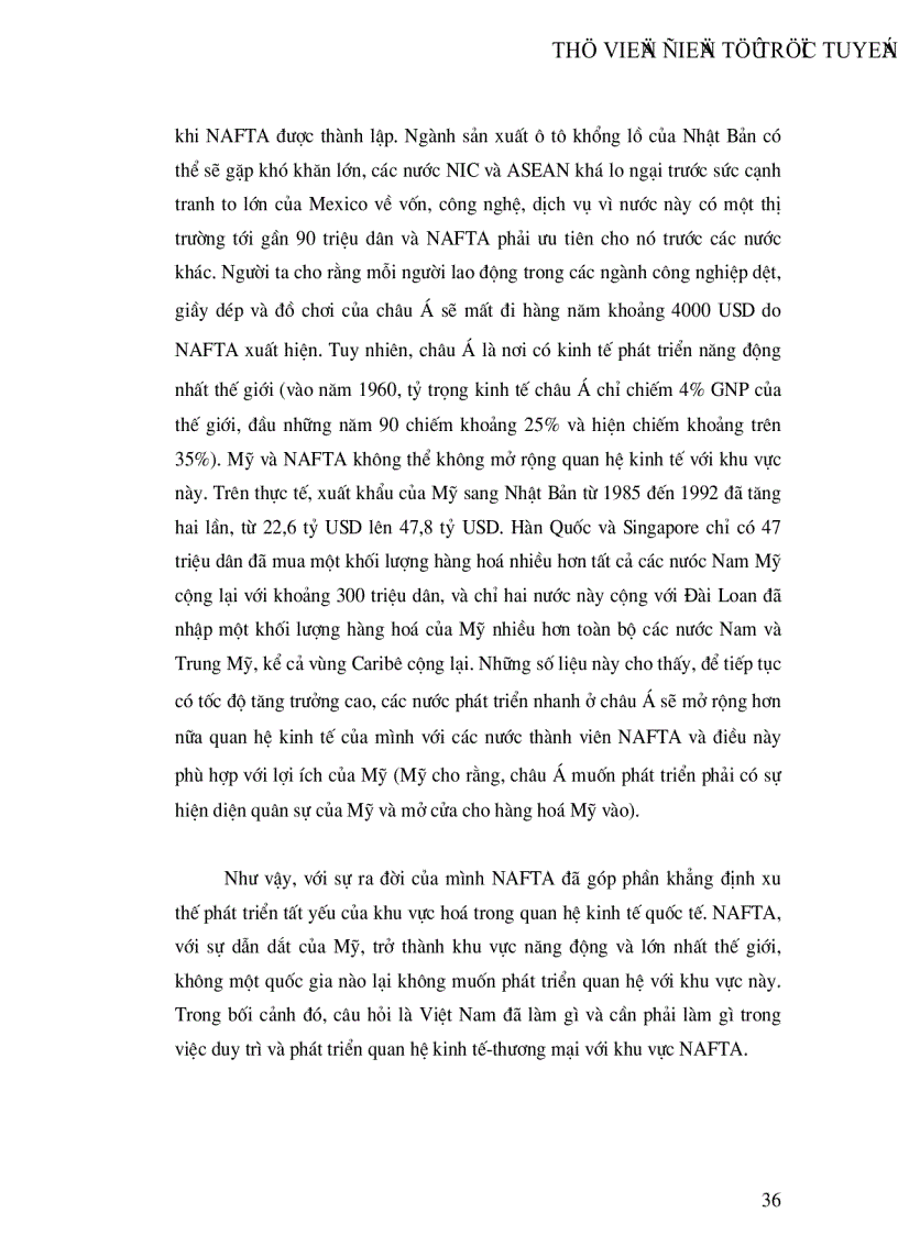image for page Khu vực mậu dịch tự do Bắc Mỹ NAFTA và mối quan hệ kinh tế thương mại Việt Nam NAFTA những năm gần đây