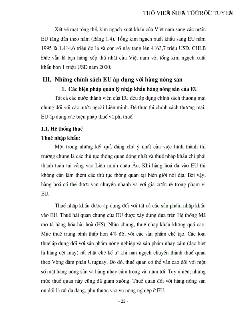 image for page Thị trường EU và khả năng xuất khẩu hàng nông sản của Việt nam sang thị trường này