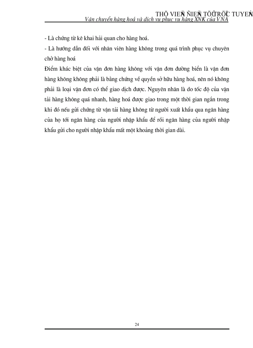 image for page Nghiên cứu phân tích đánh giá công tác vận chuyển và dịch vụ phục vụ hàng hoá xuất nhập khẩu tại các cảng hàng không quốc tế của Vietnam Airlines