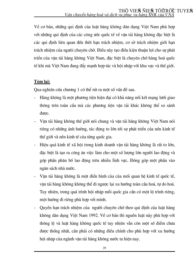 image for page Nghiên cứu phân tích đánh giá công tác vận chuyển và dịch vụ phục vụ hàng hoá xuất nhập khẩu tại các cảng hàng không quốc tế của Vietnam Airlines