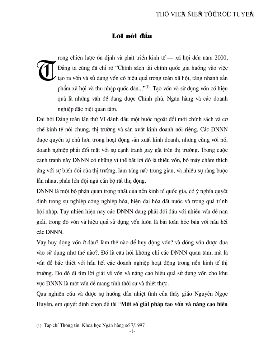 image for page Một số giải pháp tạo vốn và nâng cao hiệu quả sử dụng vốn cho các DNNN ở Việt Nam hiện nay