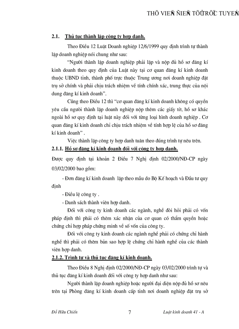 image for page Công ty hợp danh chế độ pháp lý thành lập hoạt động