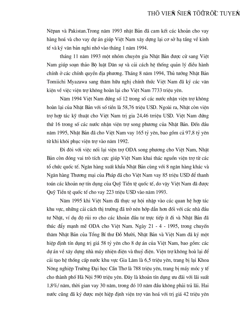 image for page Tình hình viện trợ ODA của Nhật Bản cho Việt Nam từ năm 1992 đến nay và một số kiến nghị