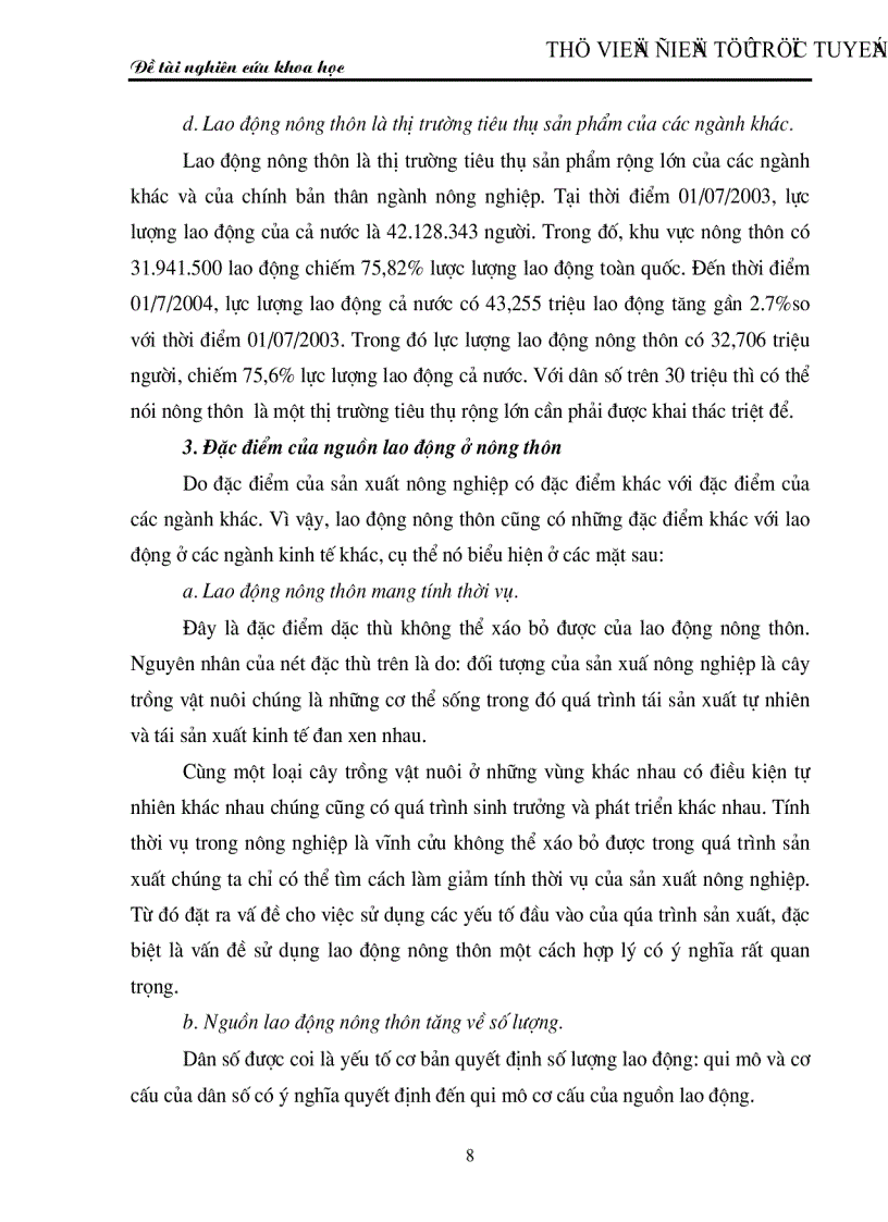 image for page Thực trạng sử dụng nguồn lao động nông thôn ở nước ta hiện nay