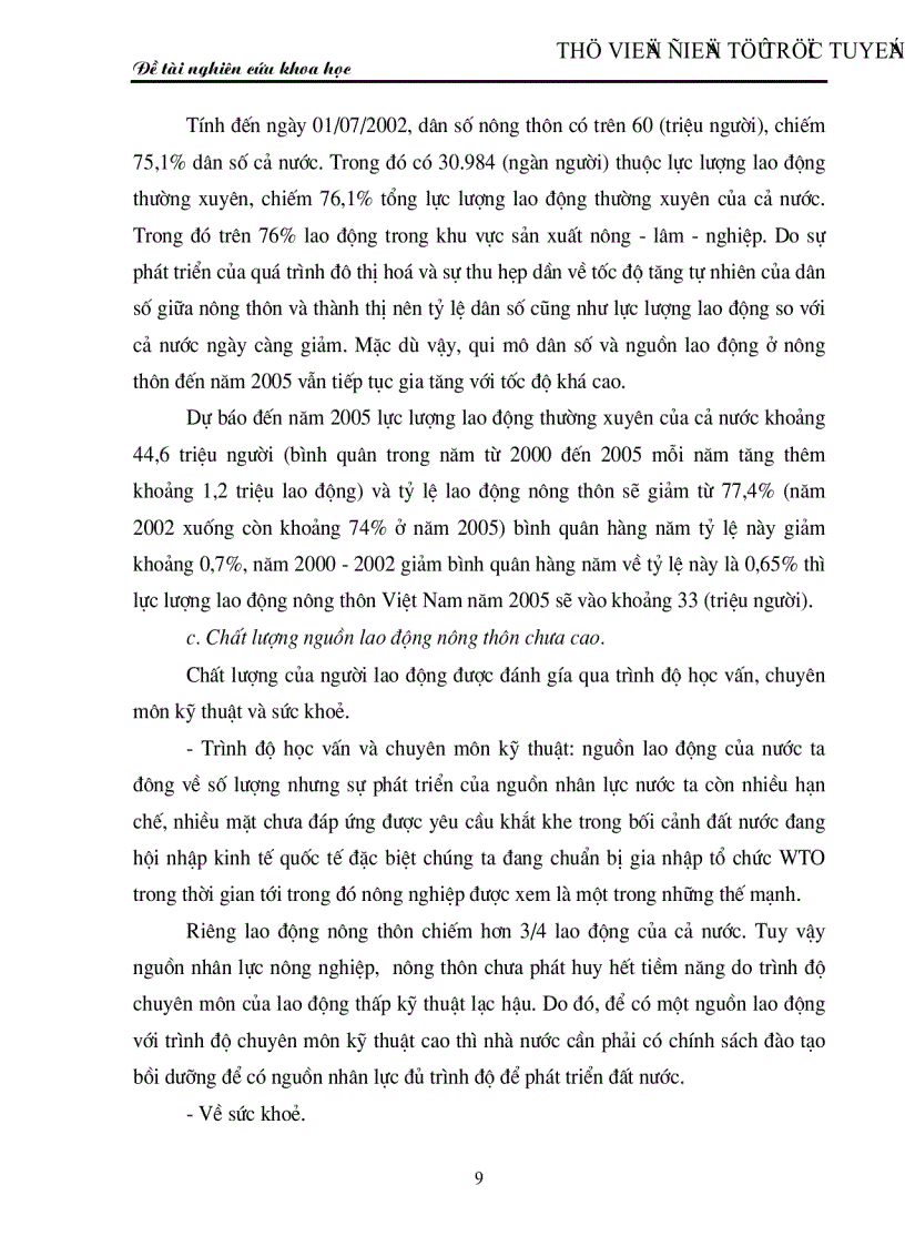 image for page Thực trạng sử dụng nguồn lao động nông thôn ở nước ta hiện nay