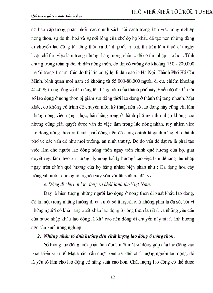 image for page Thực trạng sử dụng nguồn lao động nông thôn ở nước ta hiện nay