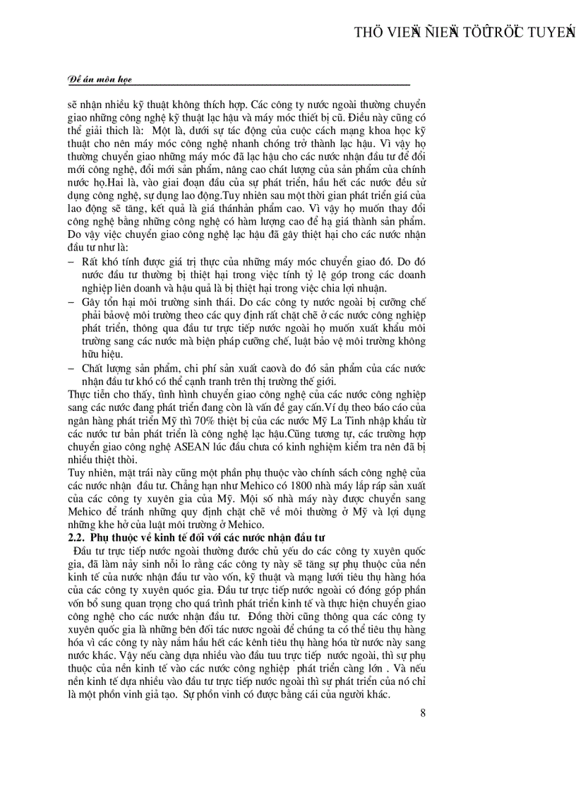 image for page Thực trạng huy động vốn FDI vào Việt Nam trong thời gian qua