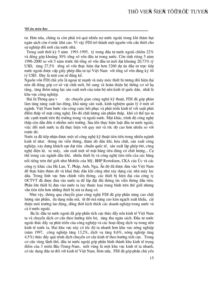 image for page Thực trạng huy động vốn FDI vào Việt Nam trong thời gian qua