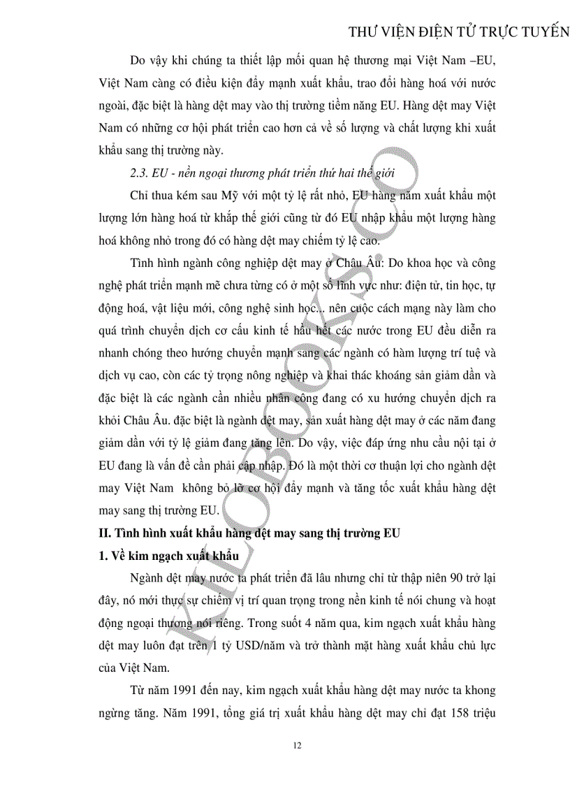 image for page Những thời cơ và thách thức khi xuất khẩu hàng may mặc sang thị trường EU của ngành dệt may Việt Nam