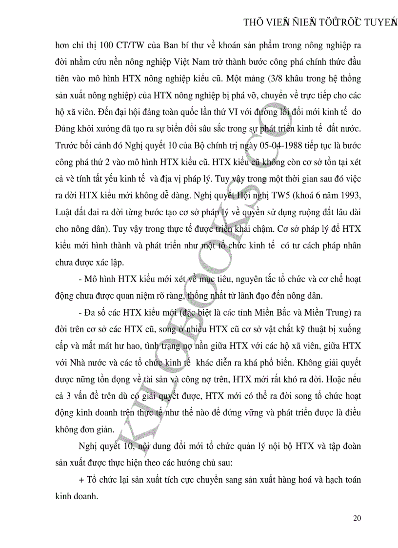 image for page Thực trạng phương hướng và những giải pháp để phát triển kinh tế hợp tác xã nông nghiệp ở nước ta hiện nay
