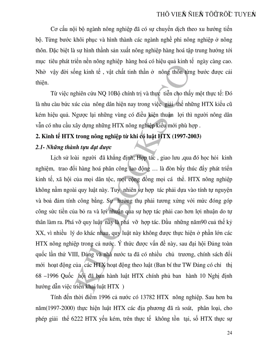 image for page Thực trạng phương hướng và những giải pháp để phát triển kinh tế hợp tác xã nông nghiệp ở nước ta hiện nay