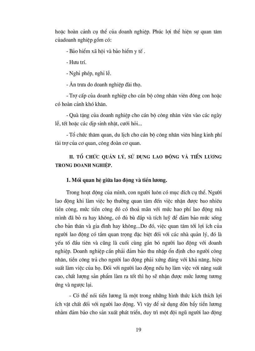 image for page Tổ chức quản lý sử dụng lao động và tiền lương trong công ty Dệt May Hà Nội