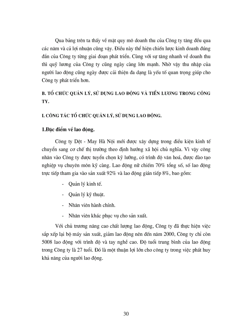 image for page Tổ chức quản lý sử dụng lao động và tiền lương trong công ty Dệt May Hà Nội