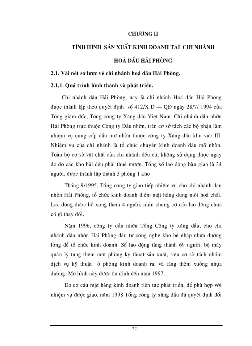 image for page Một số vấn đề về nâng cao hiệu quả sản xuất kinh doanh của Chi nhánh hoá dầu Hải Phòng