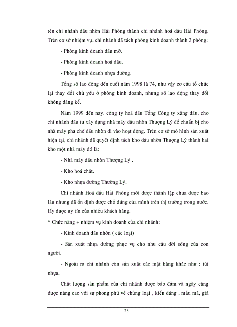 image for page Một số vấn đề về nâng cao hiệu quả sản xuất kinh doanh của Chi nhánh hoá dầu Hải Phòng