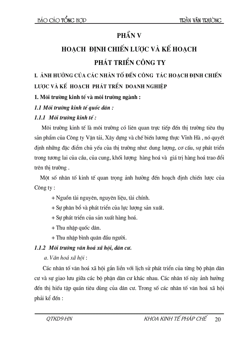 image for page Hoạch định chiến lược và kế hoạch phát triển Công ty vận tải XD và chế biến lương thực Vĩnh Hà