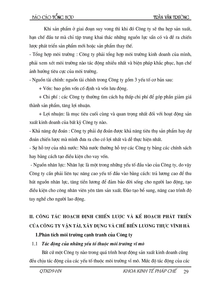 image for page Hoạch định chiến lược và kế hoạch phát triển Công ty vận tải XD và chế biến lương thực Vĩnh Hà