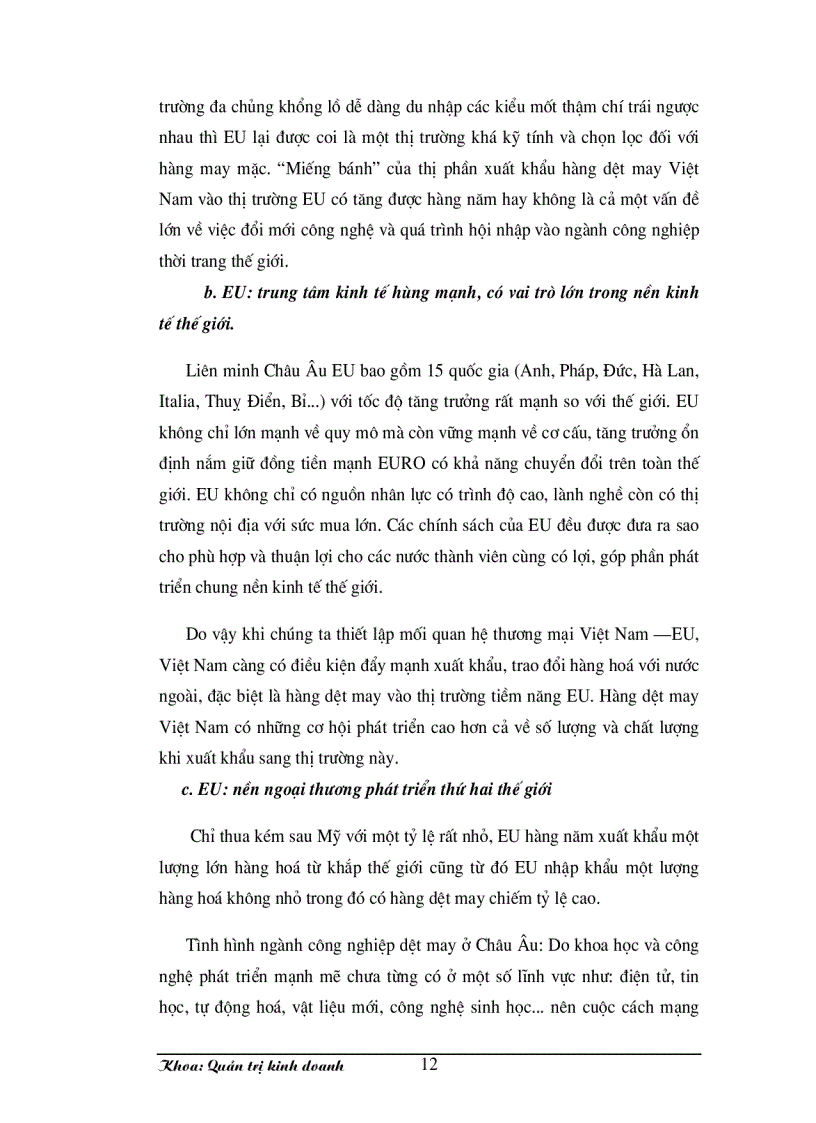 image for page Những thời cơ và thách thức khi xuất khẩu hàng may mặc sang thị trường EU của ngành dệt may Việt Nam