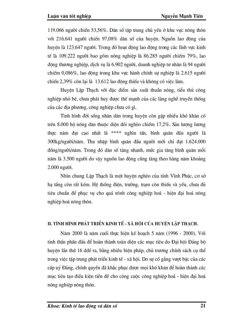 image for page Phân tích biến động dân số lao động và việc làm ở huyện Lập Thạch trong giai đoạn hiện nay