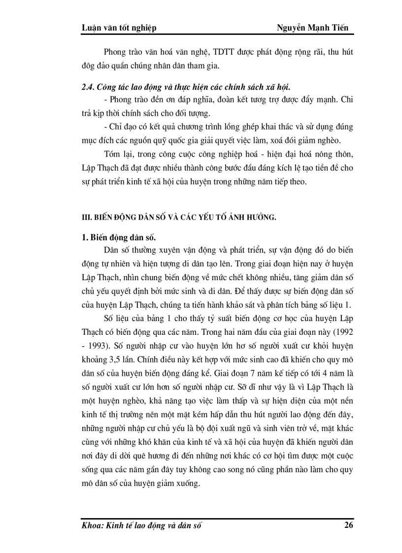 image for page Phân tích biến động dân số lao động và việc làm ở huyện Lập Thạch trong giai đoạn hiện nay