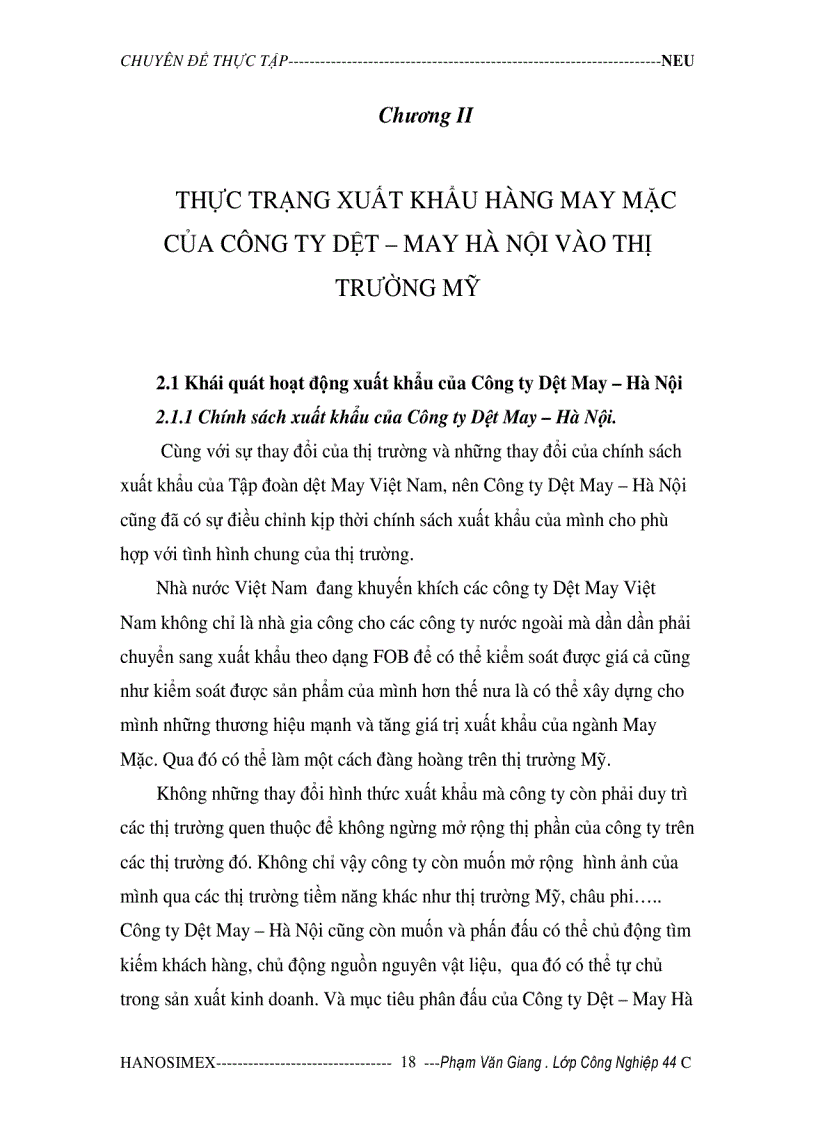 image for page Xuất khẩu hàng May Mặc của Công ty Dệt May Hà Nội vào thị trường Mỹ
