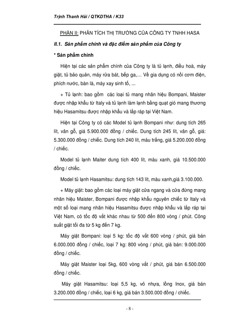 image for page Phân tích tình hình thị trường của Công ty TNHH Hasa