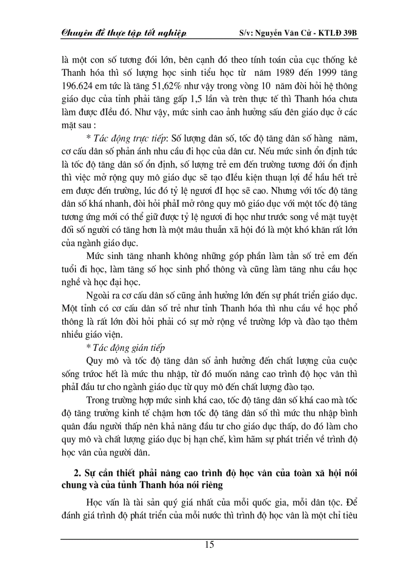 image for page Sự ảnh hưởng của trình độ học vấn đến mức sinh ở tỉnh Thanh Hoá