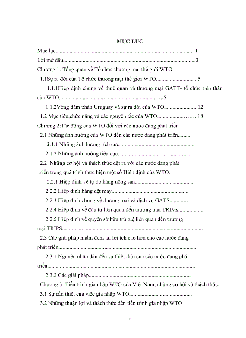 Tổ chức thương mại thế giới WTO và tác động của nó đối với các nước đang phát triển