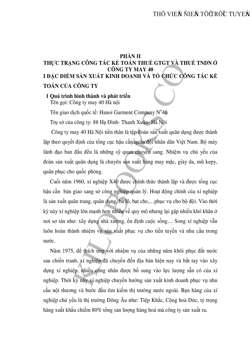 image for page Hoàn thiện công tác kế toán thuế Giá trị gia tăng và thuế Thu nhập doanh nghiệp tại Công ty may 40