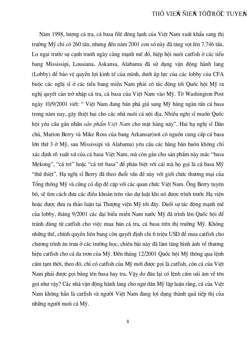 image for page Ảnh hưởng của vận động hành lang tới vụ kiện cá tra cá basa của Việt Nam