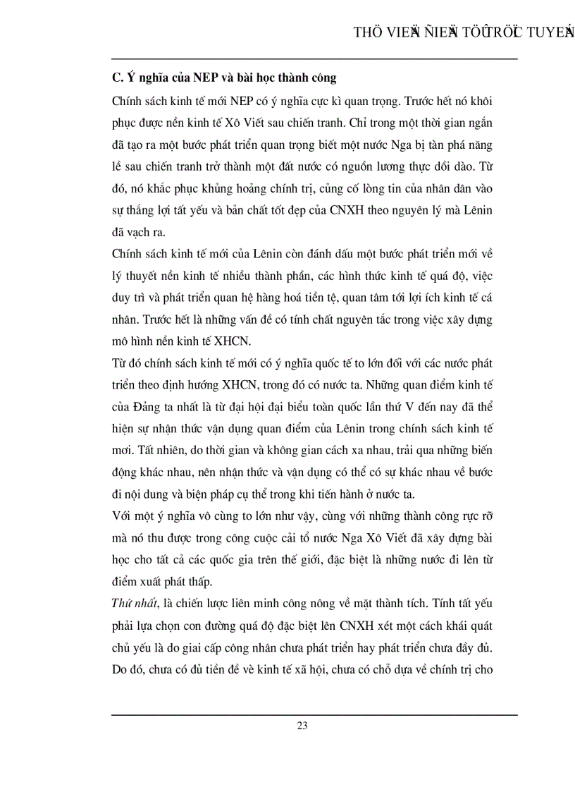 image for page Chính sách kinh tế mới của Lênin và sự vận dụng nó ở Việt Nam
