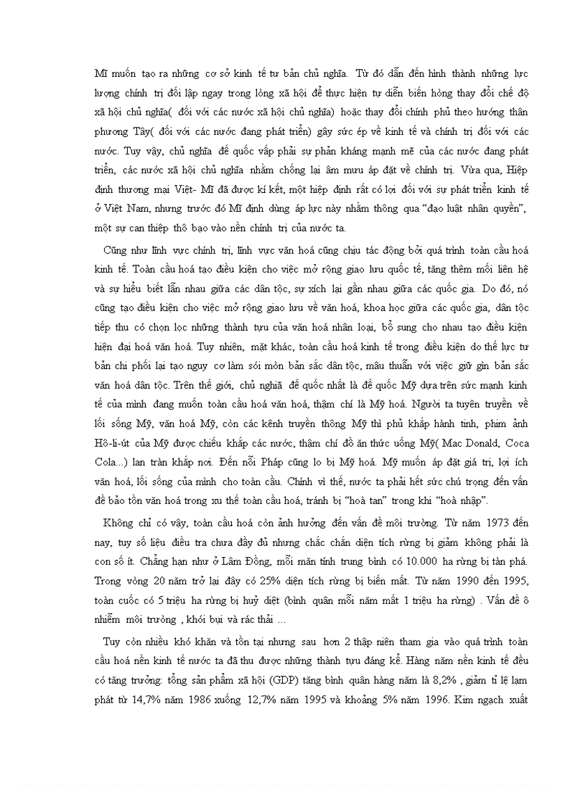 image for page Bài tiểu luận Kinh tế Việt Nam toàn cầu hóa